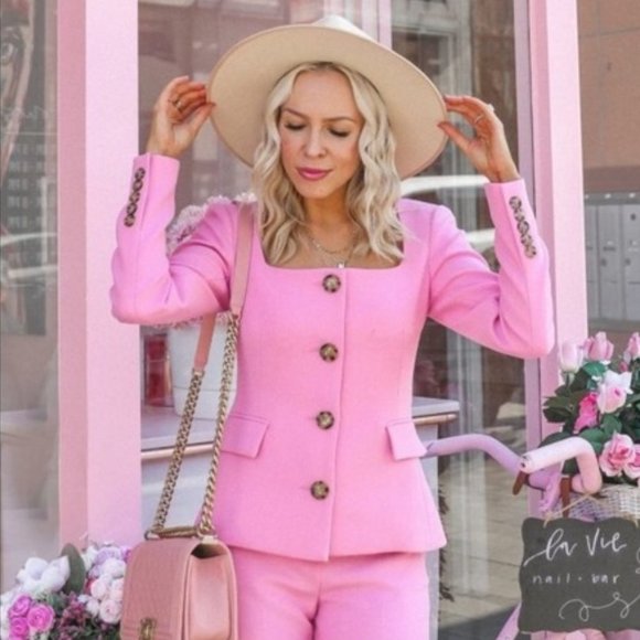 Veronica Beard Jackets & Blazers - Veronica Beard 6 Ria Square Neck Blazer Jacket Pink Padded Shoulder NEW WITH TAG